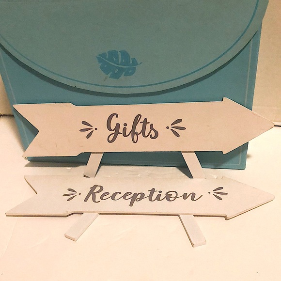 Wedding reception signs white & grey reception &gifts decor direction arrows NWT - Picture 5 of 5